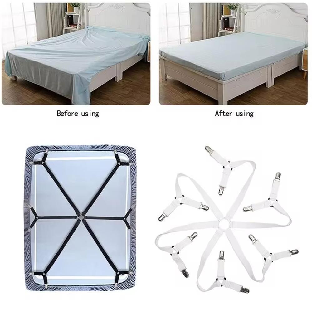 Bed Sheet Holder Adjustable Elastic 12 Clips Fixed Holder Mattress Clip Fasteners Cover Blankets Grippers Fixing Non-Slip Strap