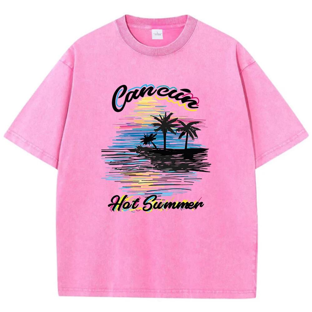 

Can Cun Seaside Summer Print Man T-Shirts Fitting Sports Tee Shirt Leisure Tshirt Pleasure Fashion Short Sleeved 3XL