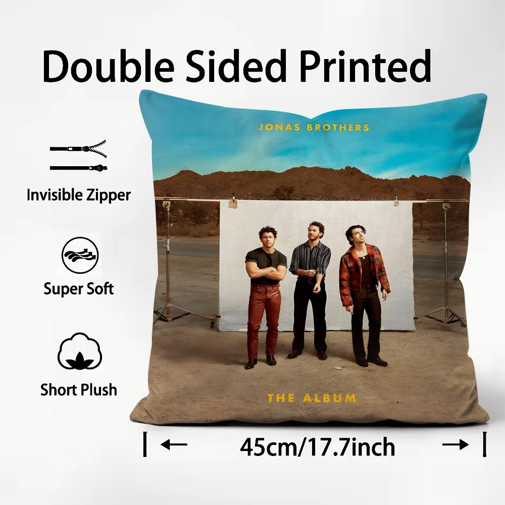JJonas BrothersS Band Cushion Cover Plush Fabric Soft DoubleSided Printed Sofa Warm Winter Home Child Gift Pillow Case