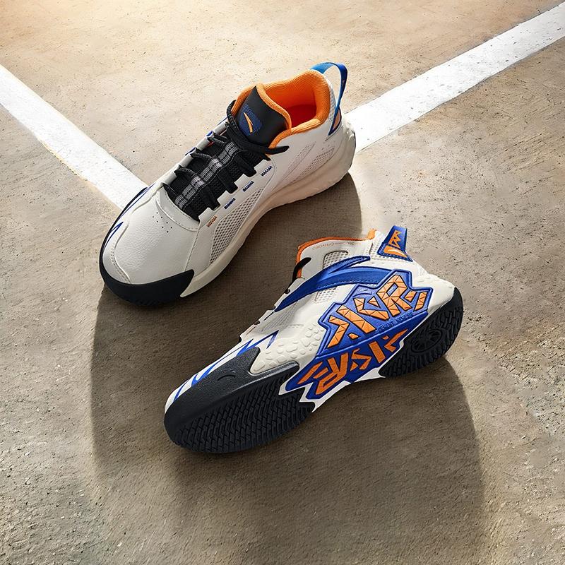Anta Kids Cement Krypton Professional Basketball Shoes Kids Sneakers Ivory-White Black Deep-Blue A12441107-8