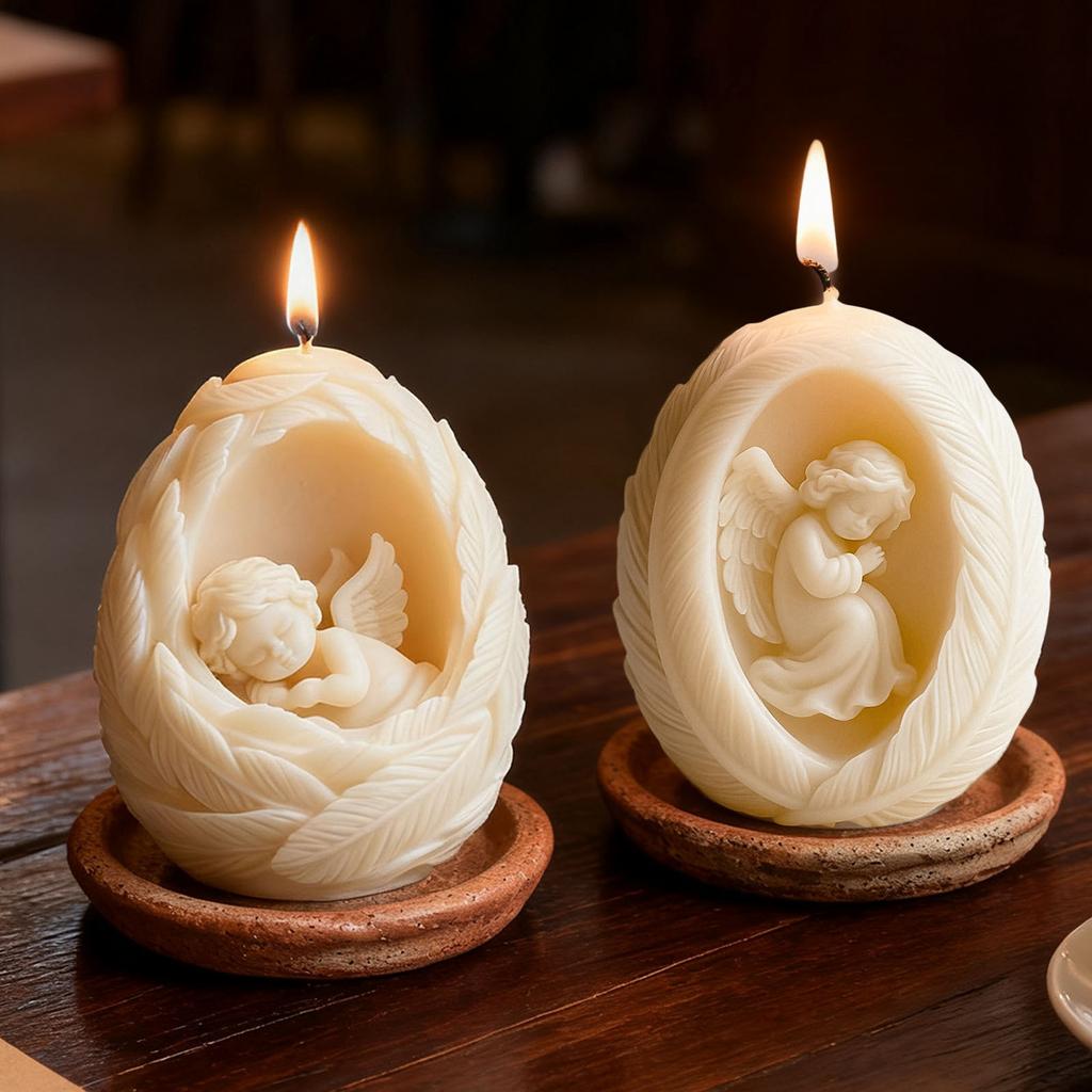 Feather Angel Candle Silicone Mold Wings Boy Gilrs Angel Candle Silicone Mould Resin Gypsum Molds Home Decoration Gift Ornament