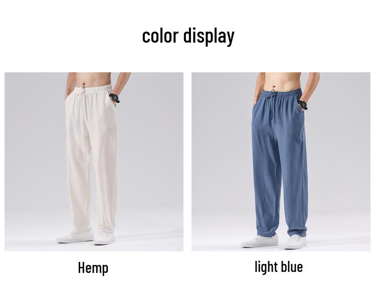 Men's Plus Size Cotton Linen Casual Pants - Chinese Style (2021 Autumn/Winter)
