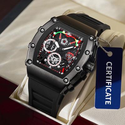 Reloj para Hombre Jin Shidun Sports Fashion Impermeable Cuarzo Luminoso Silicona