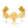 Exaggerated Stainless Steel Metal Shell Flower Cuff Bangle Bracelet for Women Vintage Gold Color Bangles Beach Party Jewelry New