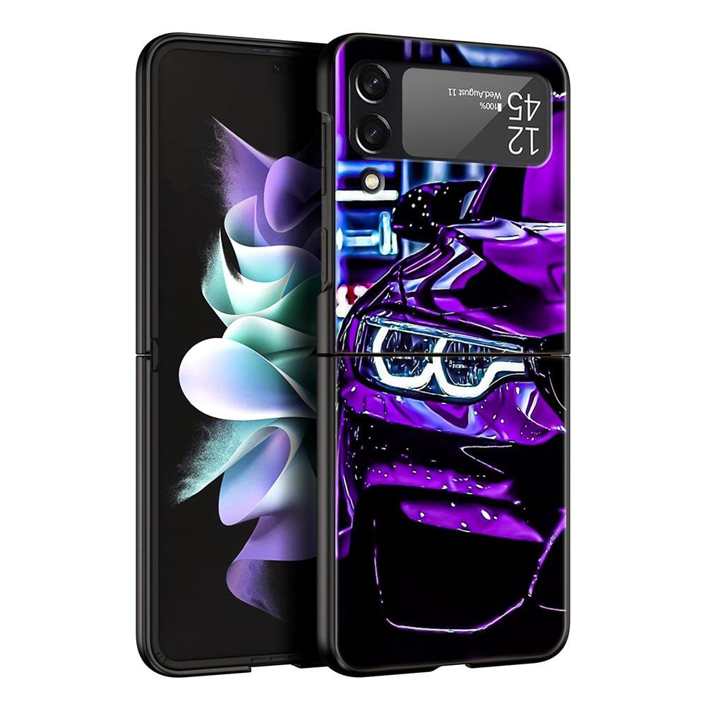 For Samsung Galaxy Z Flip 3 4 5 Hard Black Folding PC Phone Case Blue Red JDM Sport Car Luxury For Samsung Z Flip3 Back Cover