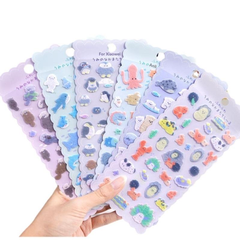 1Pc Cute Cartoon Animals Felt Cloth Sticker 3D Relief Stickers Fun Scrapbooking Diy Diary Decoration Stationery Stickers
