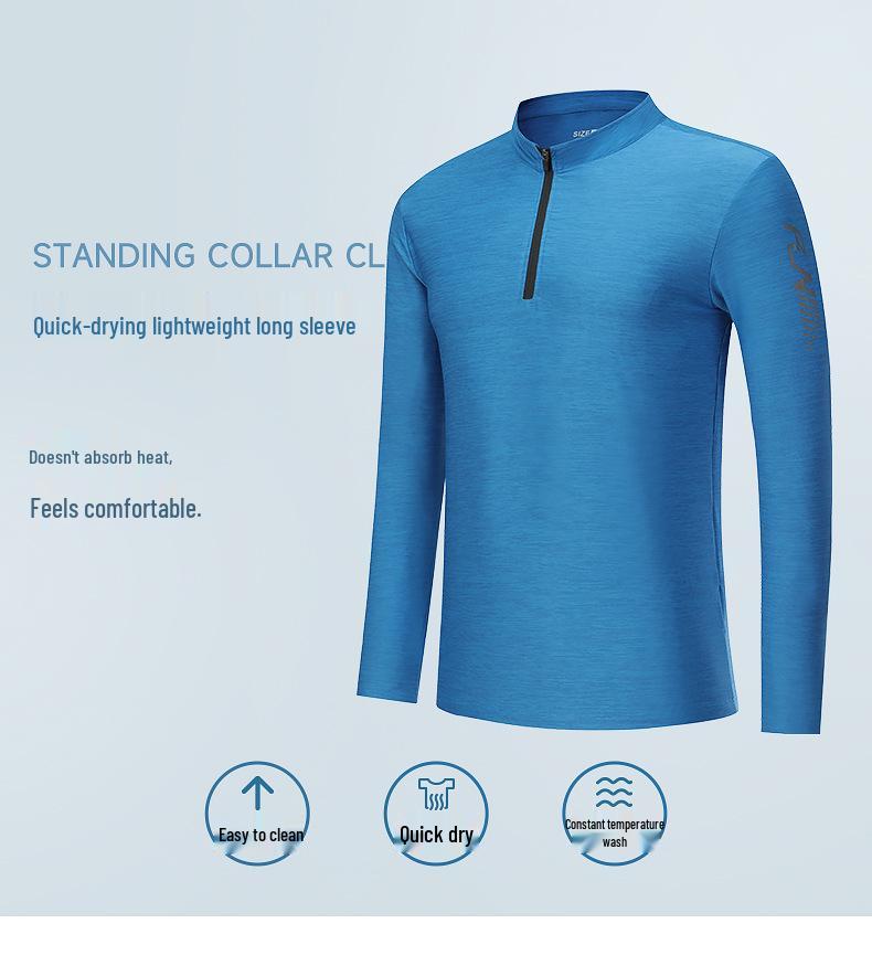 Men's Autumn/Winter Slim Fit Quick-Dry Half-Zip Long Sleeve Sports Top