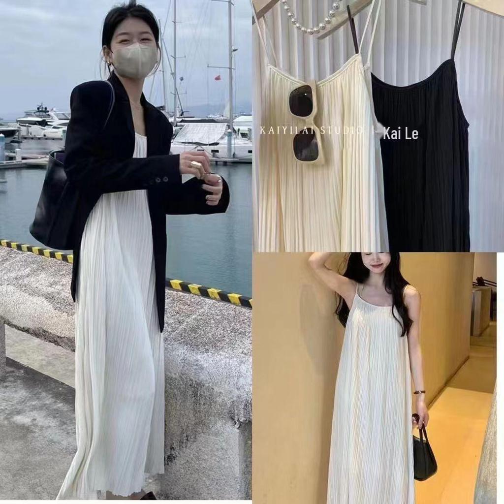 Korean Style Slim Sleeveless Summer Camisole Dress - Elegant, Loose, Solid Color, Trendy Sleepwear