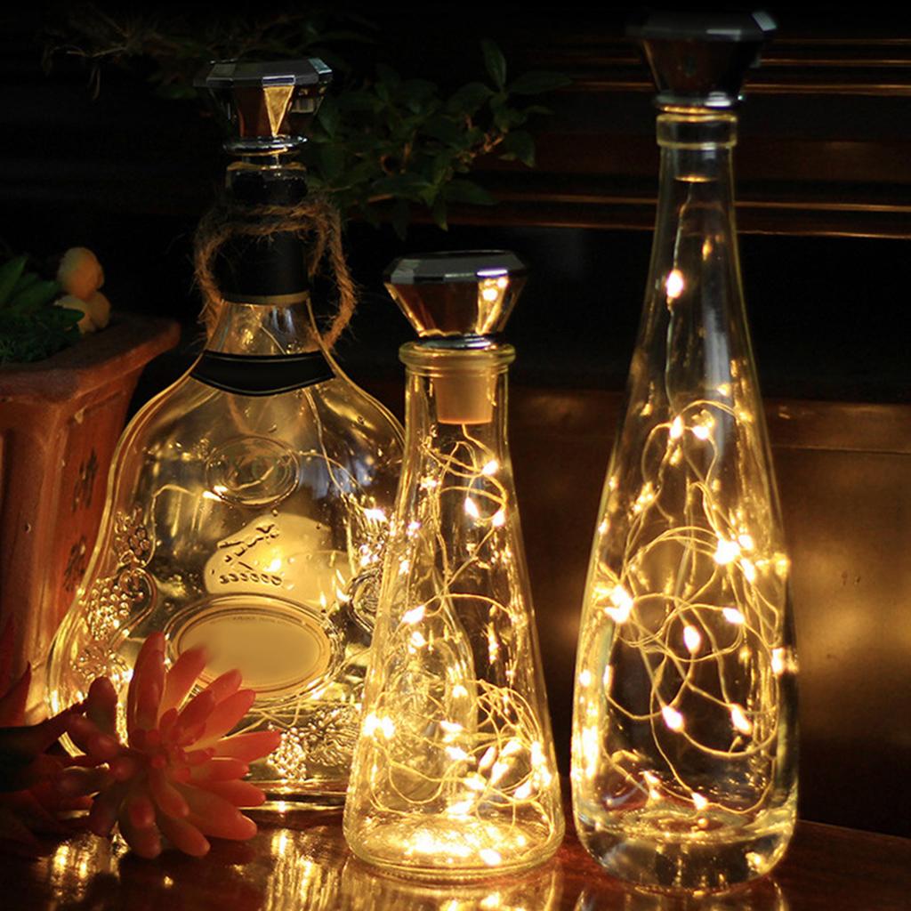 6Pcs Solar Wine Bottle Lights 2M 20 LED Copper Wire Fairy String Lights IP65 Waterproof Cork Lights for Wedding Christmas Party