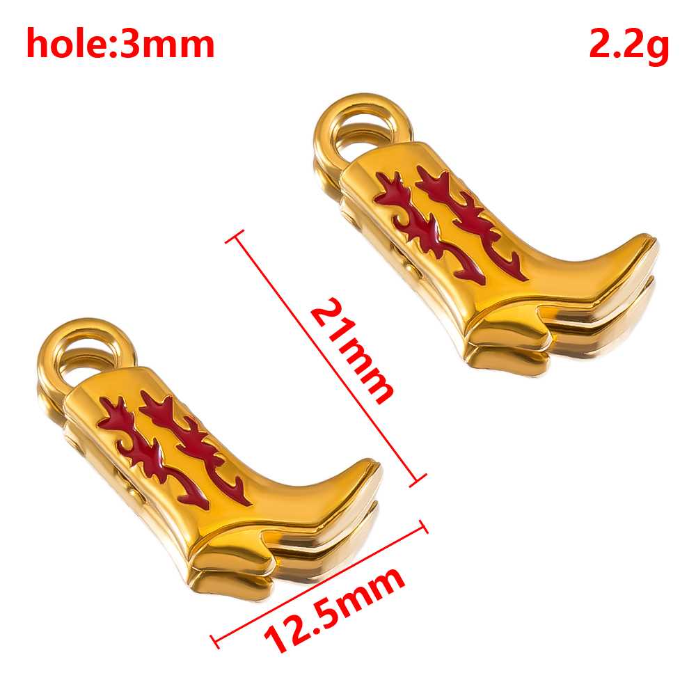 2pcs Stainless Steel Cartoon Enamel Bowknot Red Black High Heel Bone Pendant Necklace Earring Heart Charms Craft Jewelry Making