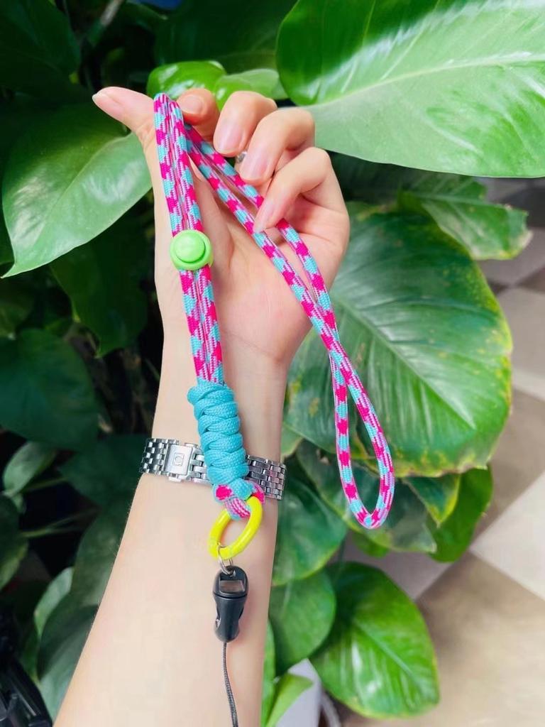 New mobile phone lanyard adjustable neck anti-lost wrist rope keychain handwoven rope two-color long rope hand rope
