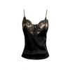 Sexy Spice Girl Style Black Lace Splicing V-Neck Suspender Vest Women's Summer Double Skinny Shoulder Strap Dropping Temperament Top