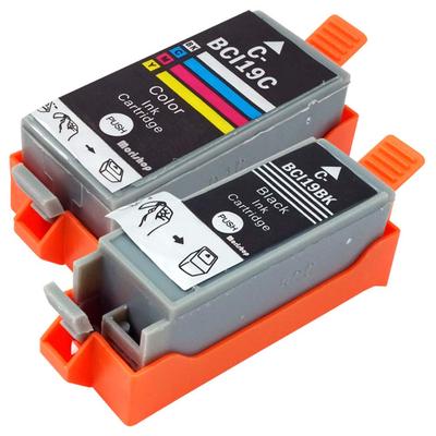 Reine Kompatible Tintenpatronen für Level Neueste IC Morishop Kompatibel mit PIXUS und BCI-19 (Schwarz/Farbe) 4-Farb-Set, Canon, Füllstandsanzeige, Chip, BCI-19