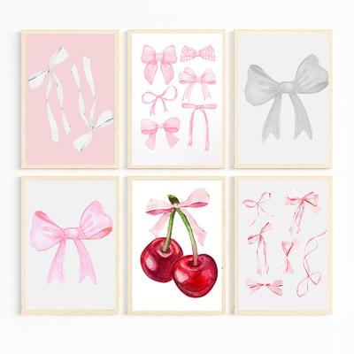 Trendy Girly Pink Bow Ribbon Nursery Cowgirl Art Poster Canvas Painting Wall Prints Picture for Living Room Home Decor