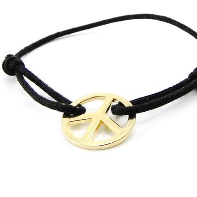 [I5388] - Gold Plated Bracelet 'Peace' Black Gold - 17 Mm