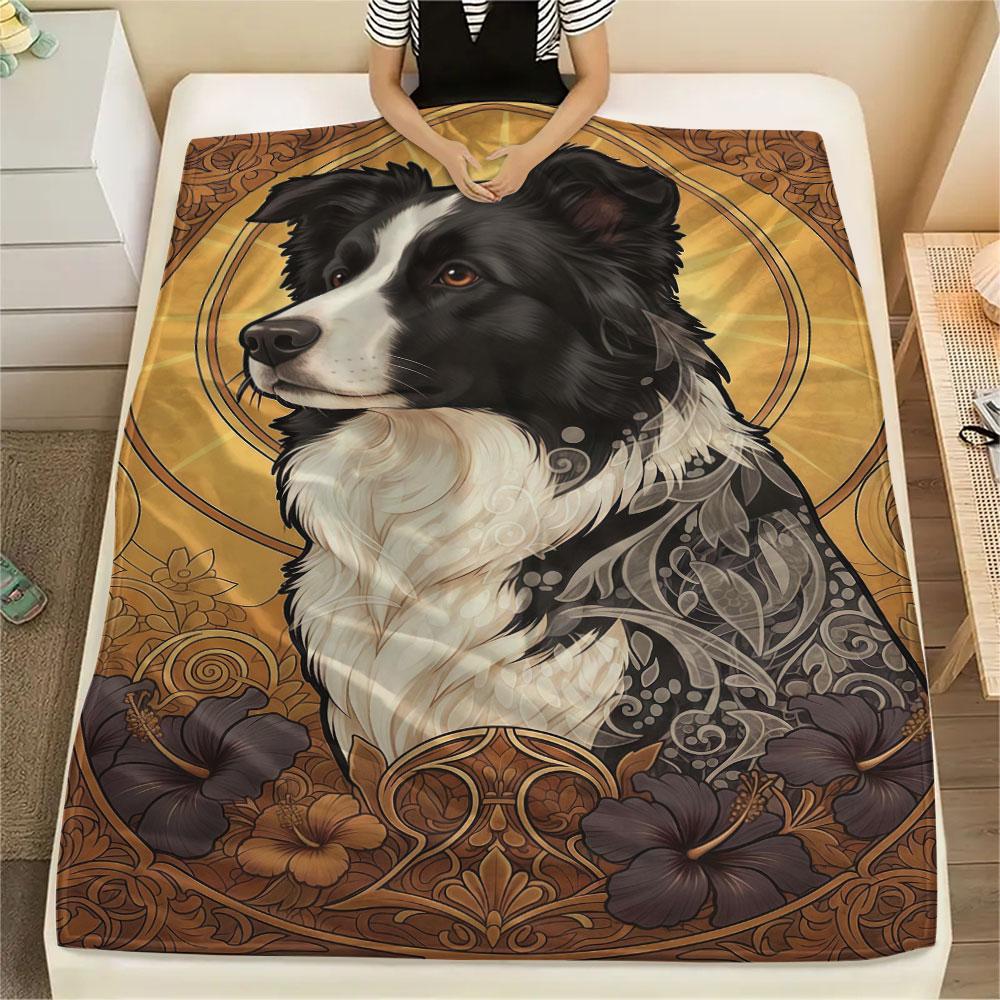 1 Stück Hundeblumen-Print Flanelldecke, Hohe Qualität, Bequem für alle Jahreszeiten, Heimdekoration, Wärme und Komfort, Perfekt für Weihnachtsgeschenke