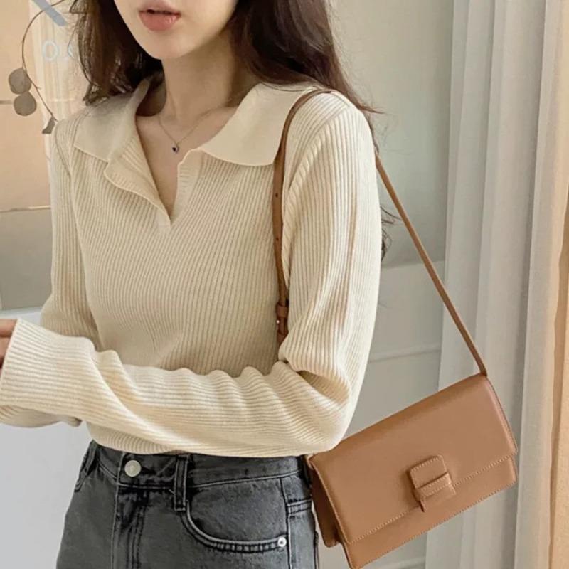 

Нишевая облегающая и тонкая вязаная ло-рубашка для женской осени и зимы, короткий внутренний свитер-базовый топ One size fits all [recommended 80-60kg] абрикосовый