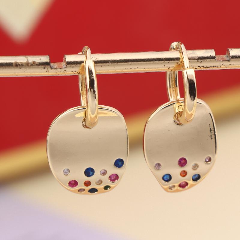 Brincos Pendentes Irregulares de Círculo Dourado com Zircônias Coloridas para Mulheres Brilhantes Brincos de Festa Joia Presente