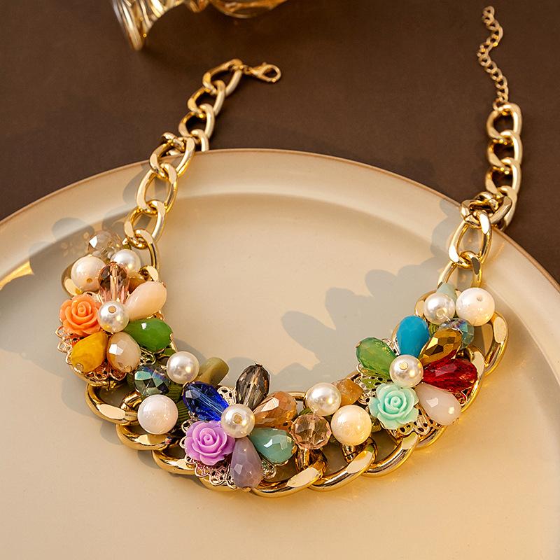 Flower Pearl Necklace, Light Luxury High-End Geometric Water Drop Collarbone Chain, Dinner Accessories, Accessories, Women