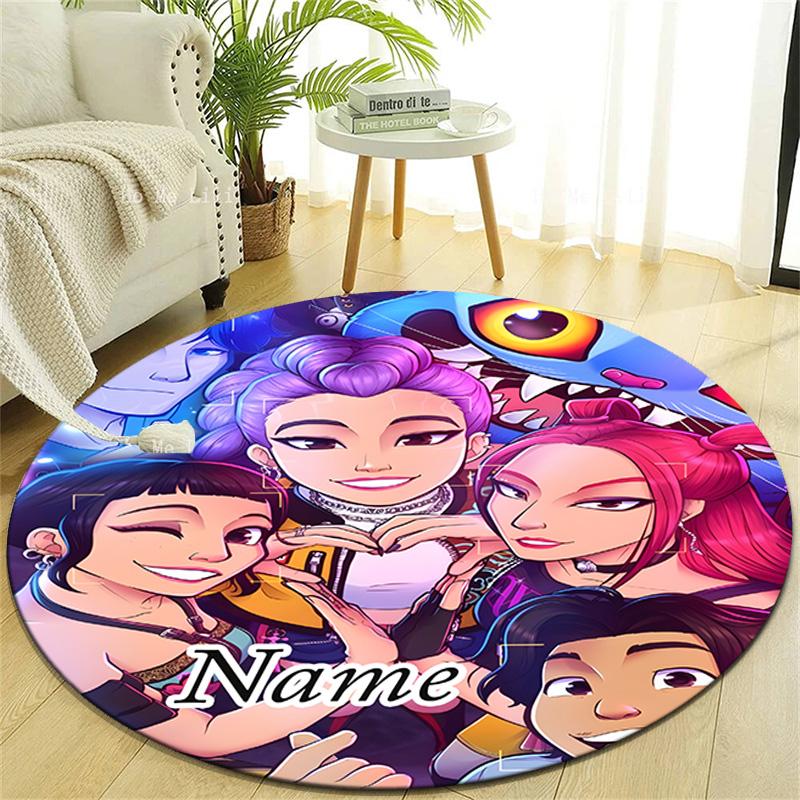 Personalized K-KPop Demon Hunters Round Chair Office Rug - Perfect for Mat, Office Chair & More - Ideal Gift for Birthdays and Holidays