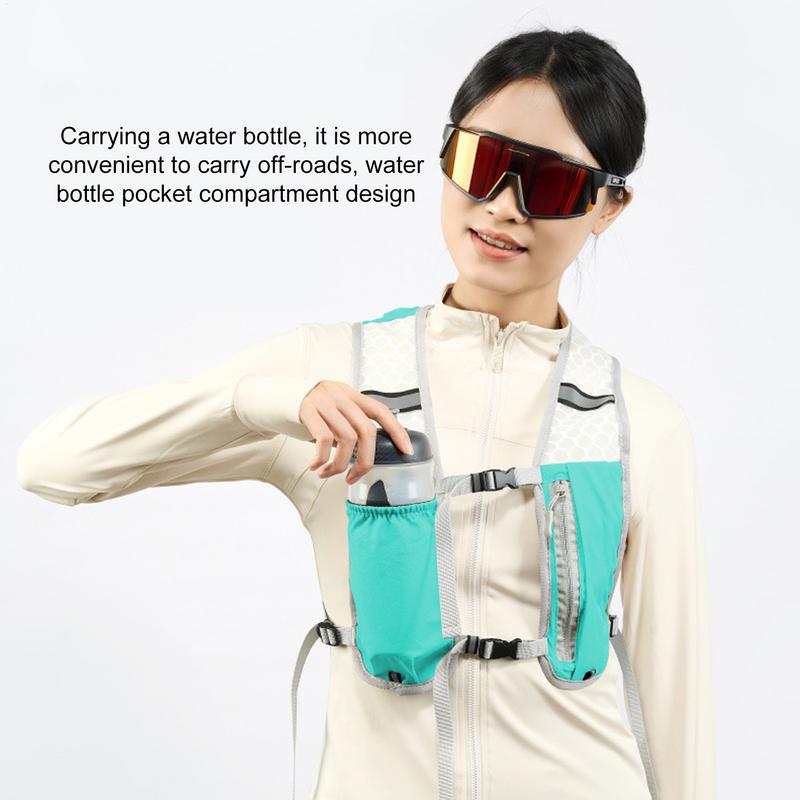 Running Vest Cycling Reflective Hydration Chest Bag Breathable Workout Vest with 500ml Water Bottle Storage Pocket for Cycling