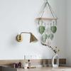 Nordic Handwoven Wall Hanging Tapestry with Shelf Leaf Design Home Decor Green 39x90cm