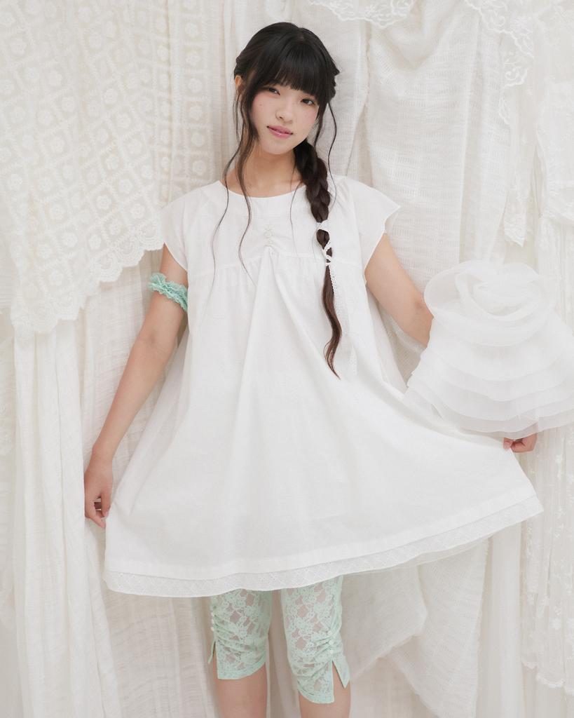 Phased Country Flare Linen Dress_White