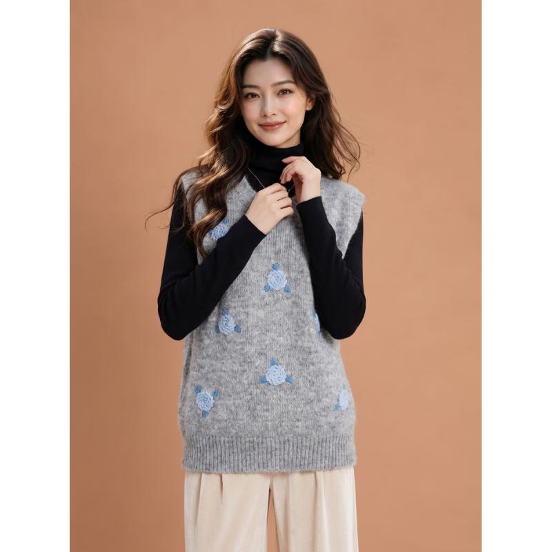 Basic House Women's Jacquard Knit Sleeveless Vest