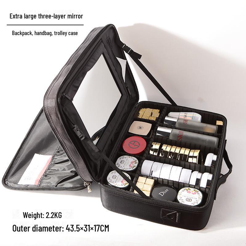 "Large Portable Pink Cosmetic Bag for Women - High-Capacity Makeup, Tattoo, and Nail Tool Storage"