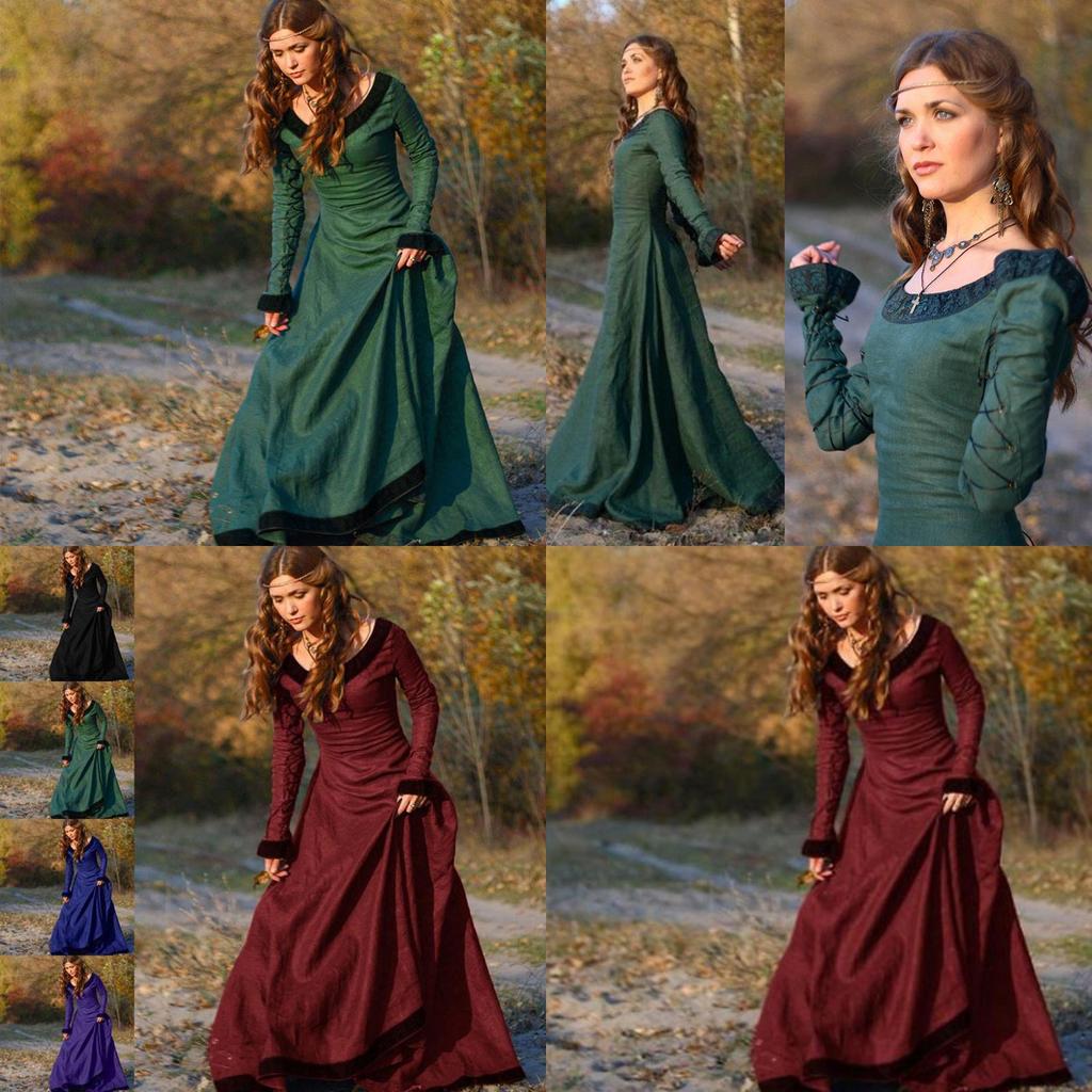 Medieval Vintage Women Renaissance Dress Cosplay Costume Princess Gothic Dress