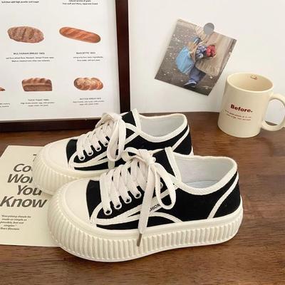 College-Stil Plateau-Canvas-Schuhe Damen 2025 Frühling und Sommer neuer Student vielseitig ins Tide Sport und Freizeit weiße Schuhe