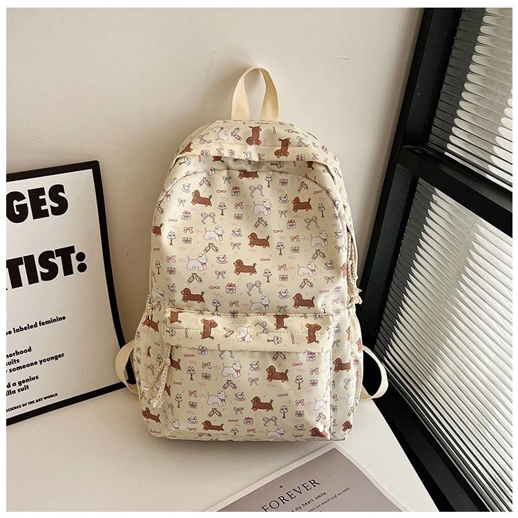 Japanese Cute Floral Blue Hat Sausage Dog Bag Junior High School Students Backpack