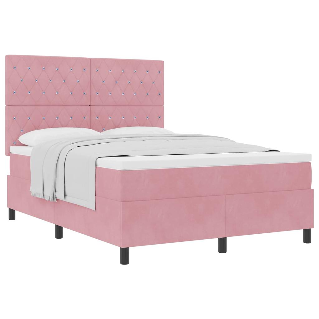 Boxspring Bed with Mattress and Headboard Pink 160 X 200 Cm Velvet