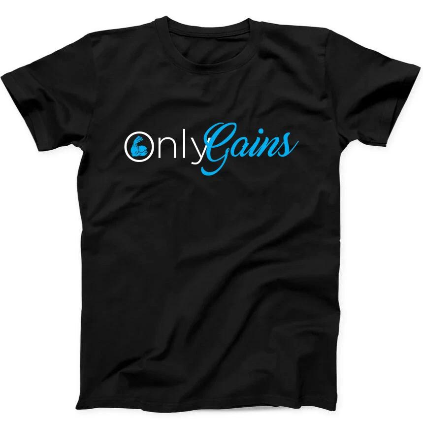 Only Gains GYM No Pain No Gain Manga Funny Gift Tee Black T Shirt 97
