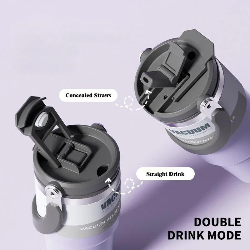 30oz 900ML Wasserflasche Edelstahl Thermosflasche Auto Kaffeetasse Kalt Heiß Camping Reise Isolierbecher Trinkbecher mit Strohhalm