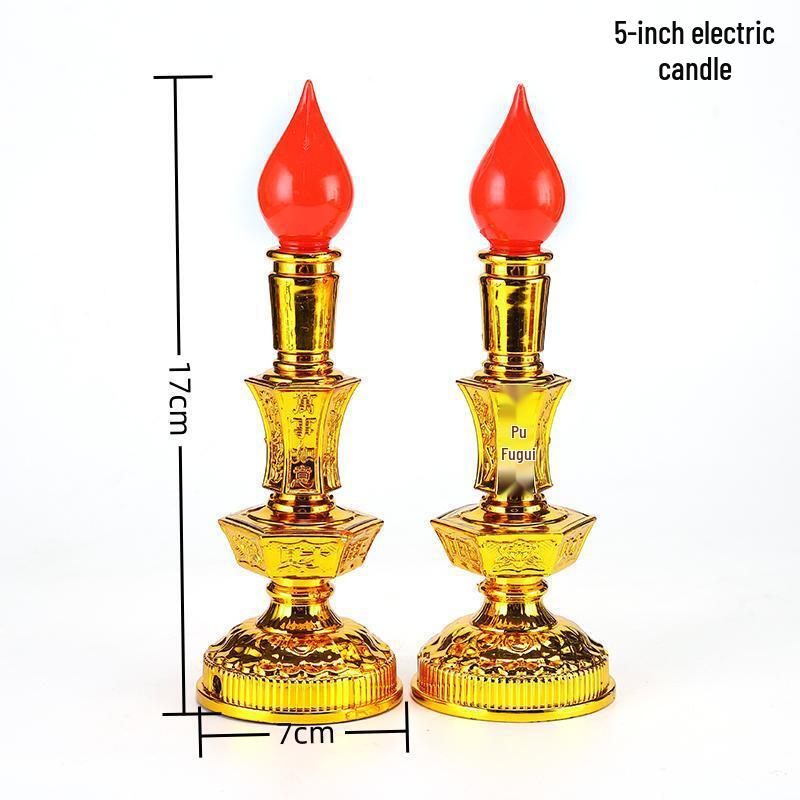 Dual-Use LED Candlestick Altar Lamp for God of Wealth