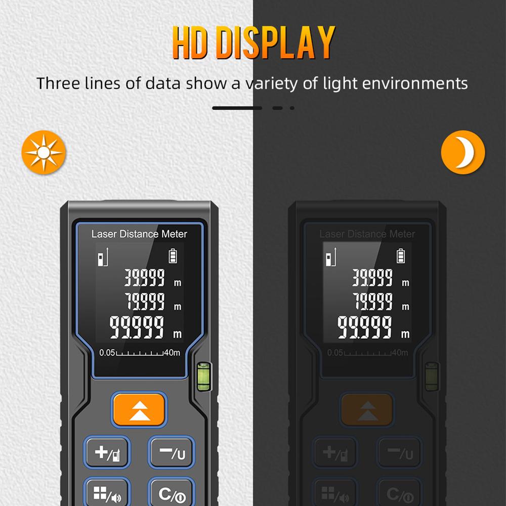 Laser Measure 40m131ft Laser Distance Meter Portable Laser Measurement Tool with 2 Bubble Levels