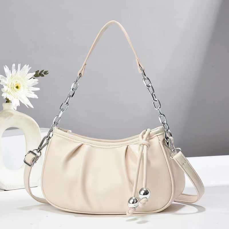 The New Portable Pleated Dumpling Bag Female Fashion All Simple Shoulder Bag Korean Version of The Trend Casual Crossbody Bag