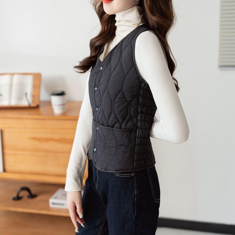 Vest women's short bottom autumn and winter fleece thickened fashion warm slim wear vest down cotton vest women