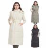 Colete feminino de inverno com cinto, gola alta, sem mangas, comprimento até a panturrilha, colete com zíper e fecho de botão, roupa externa para clima frio