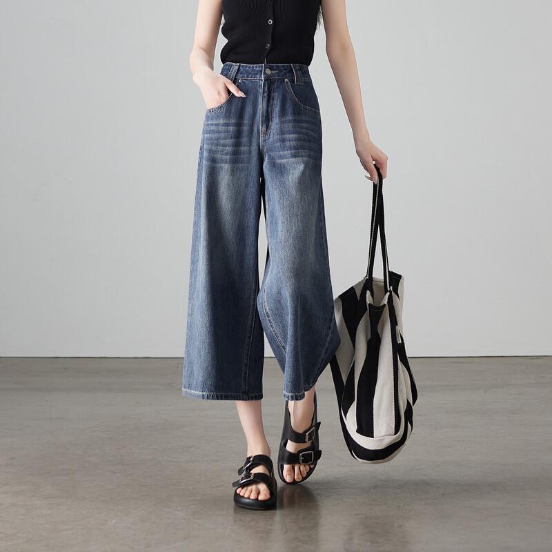 SOFSIL 2026 Summer Retro Wide-Leg Cropped Jeans 28/L