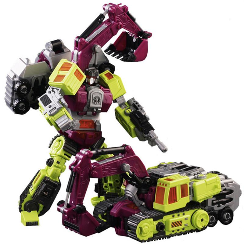 NBK 6 IN 1 New Transformation Toys Devastator Anime Action Figure Engineering Truck Bulldozer Excavator Blender Model Kids Gift