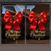 Reusable Window Graphics Christmas Bow Sticker, Red Static Cling, Waterproof Party Decor Removable PVC Decal for Holiday Home Glass Windows