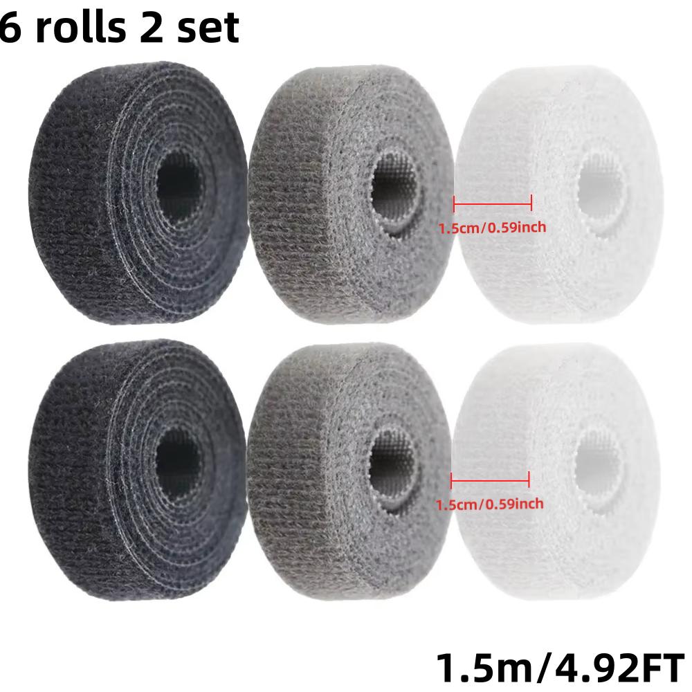 Nylon Hook Loop Cable Straps Reusable Fastening Tape Cable Ties Cord Organizer Double-Sided Hook and Loop Self-adhesive Tape