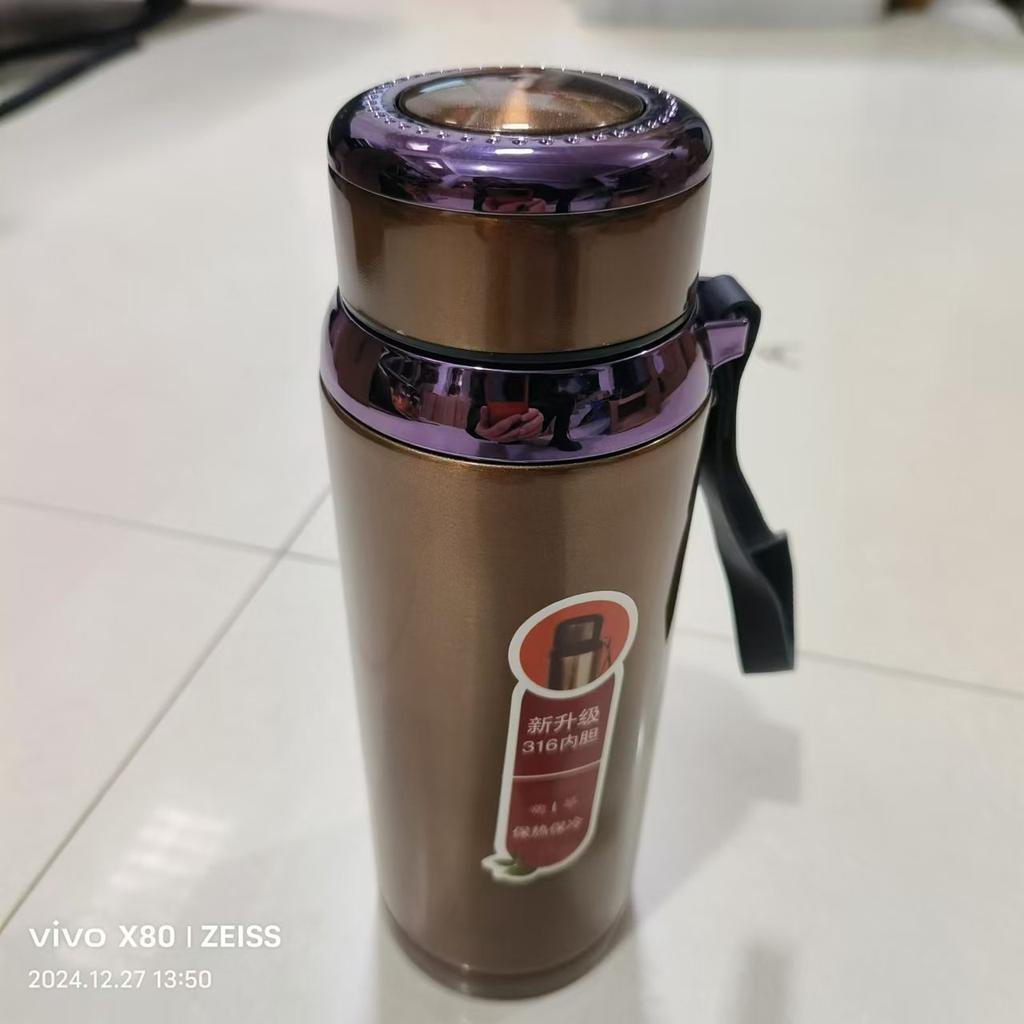 800/1000ml 316 Edelstahl Isolierte Wasserflasche Große Kapazität Sternenmuster Thermobecher Teefilter Outdoor Sportkessel