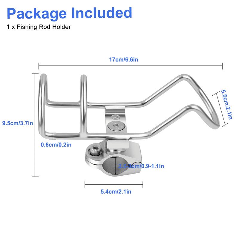 316 Stainless Steel Rail Mounted Clamp On Rod Holder Double Wire For Fishing Boat Kayak 25Mm Marine Fishing Rod Holder
