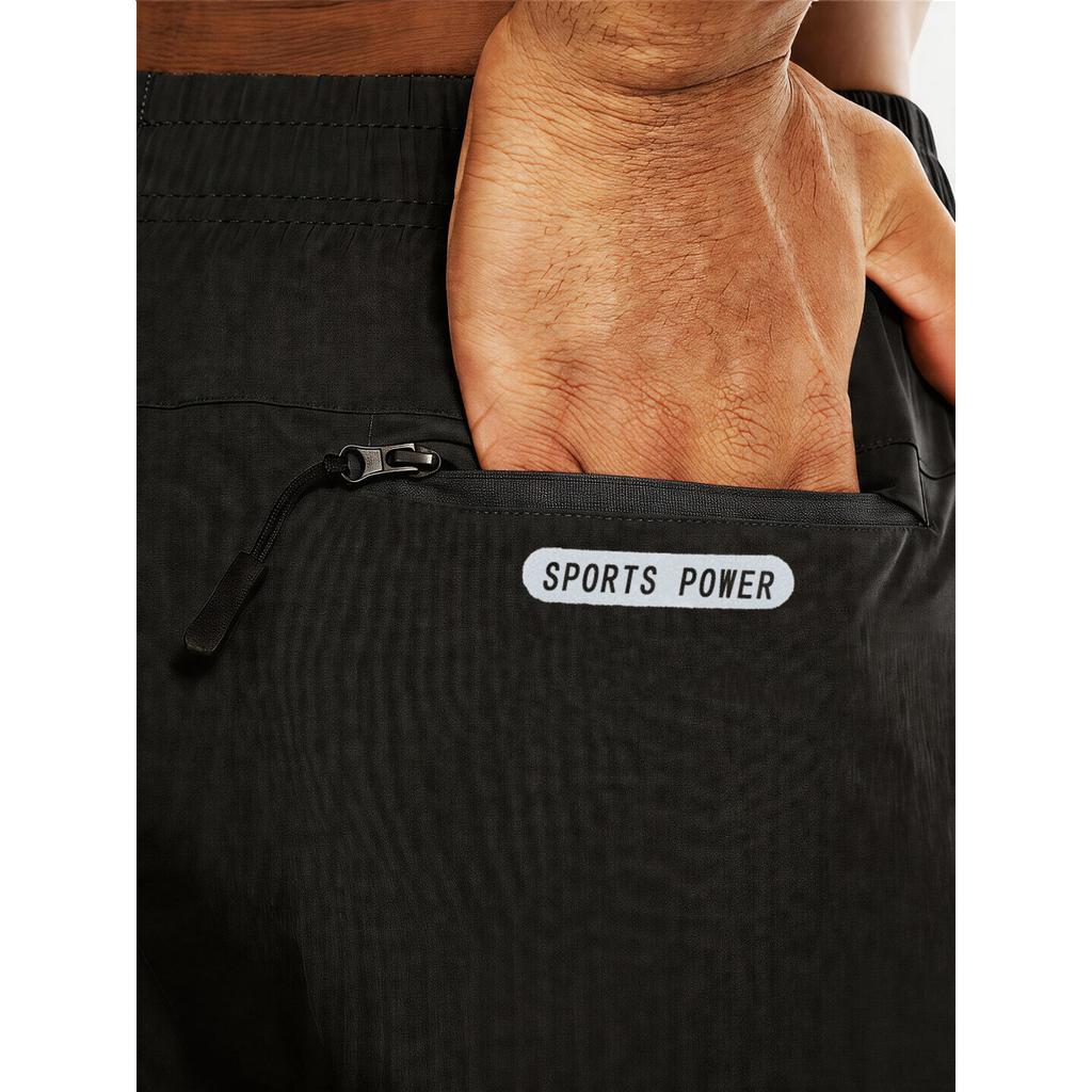 Pantalones Cortos Deportivos Ligeros de Secado Rápido Transpirables Casuales para Hombre con Cintura Elástica y Bolsillo con Cremallera