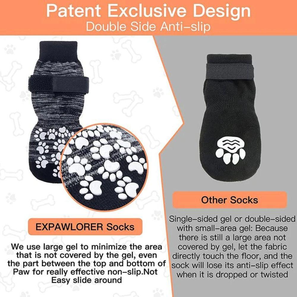4pcs/set Anti-Slip Pet Socks Breathable Pet Foot Covers Traction Control Pet Paw Protector  Indoor