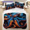 Octopus Pattern Bedding Quilt Set Quilt Cover Pillowcase Home Decoration Birthday Gift (1 * Duvet Cover + 2 * Pillowcase, Without Core)