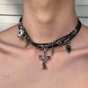 Retro Silver Color Rivet Cross Pendant Necklaces for Women Men Punk Hip Hop Long Spike Tassel Choker Necklaces Y2K Jewelry Gifts